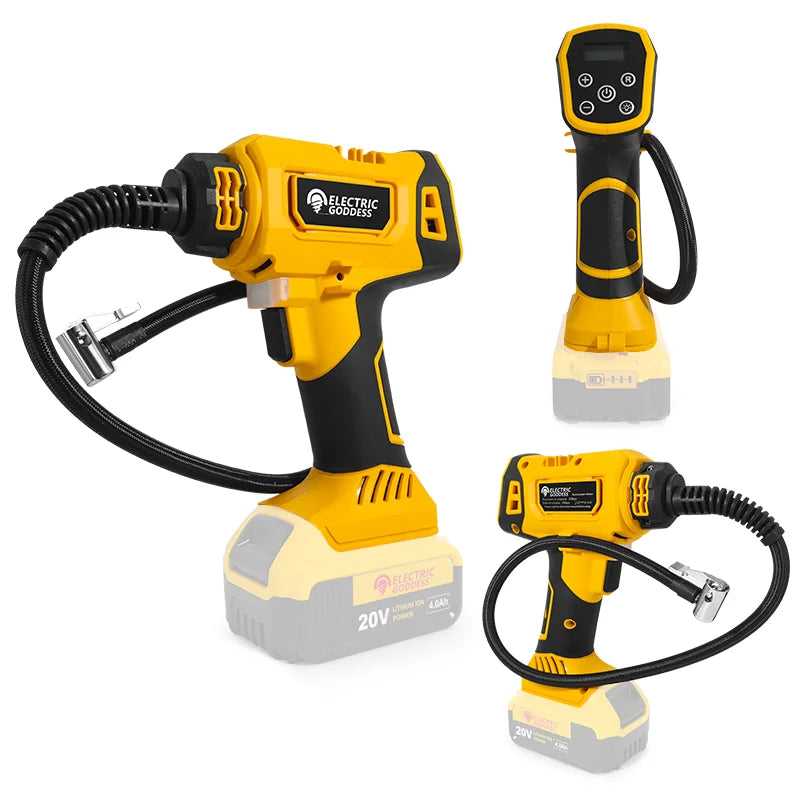 Electric Goddess Car Inflation Air Pump Cordless Tire Inflator Air Compressor Digital Display For Dewalt 20V Battery Power Tool