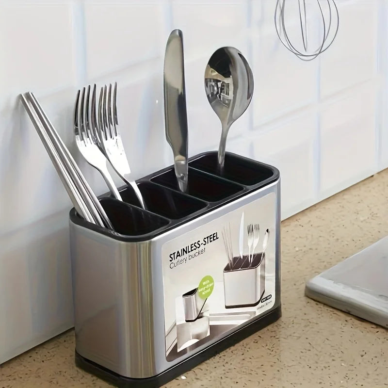 1pc KitchenD Utensil Organizer Rack, Multi-Functional Drainer for Spoons, Knives, Forks & Spatulas, Home Storage Shelf, Utensil