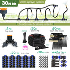 30M-5M DIY Free Bending Universal Sprayer Kit 8mm Hose Patio Misting Cooling System for Garden Plant Fogging Watering Irrigation