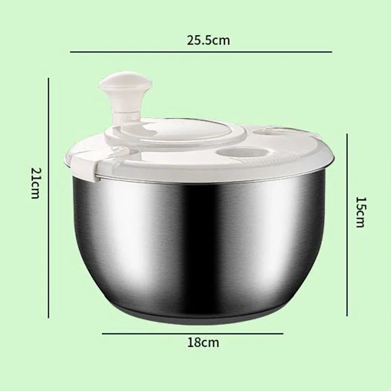 Salad Spinner Drainer Spin Dryer Washer Dehydrator Dewatering Washing Machine Fruit Vegetable Cleaner Tool Stainless Steel