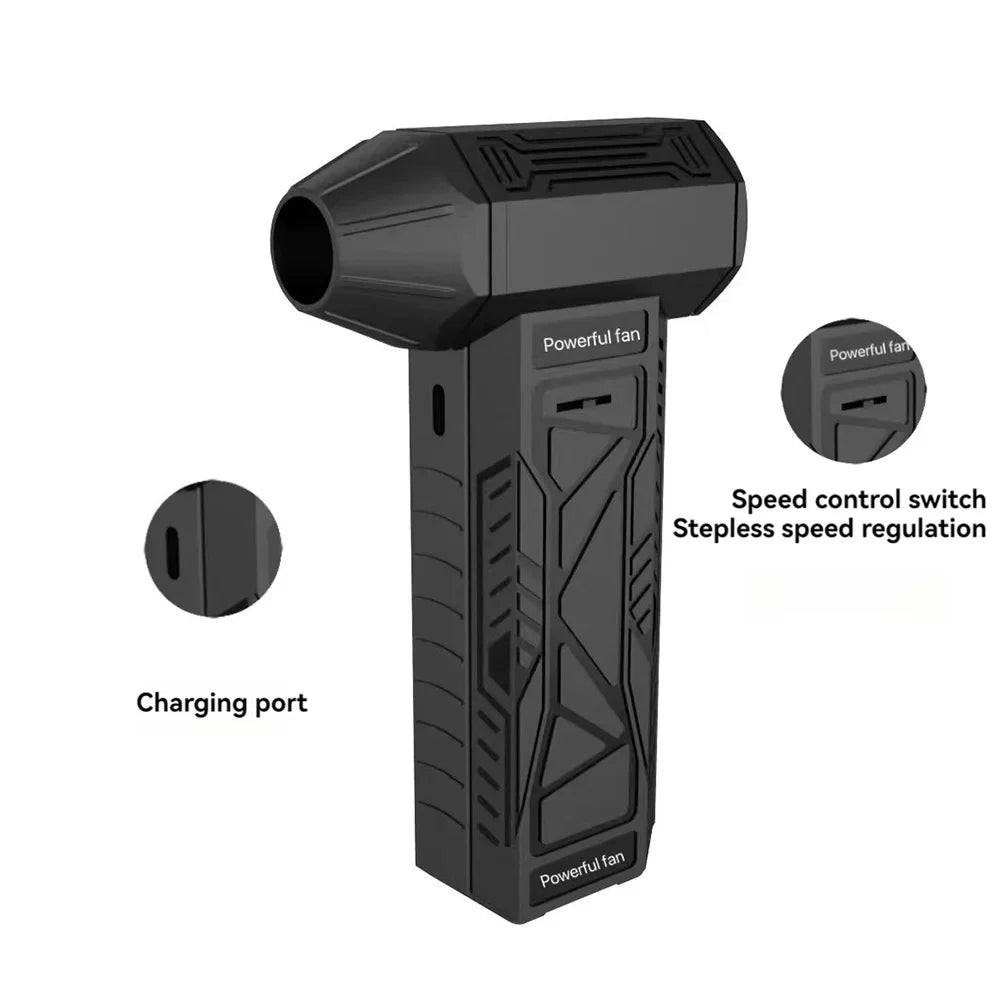 7.4V 130000RPM Brushless Mini Turbo Jet Fan Air Blaster 4000mAh Wireless Air Gun Rechargeable Blower Portable Fan Cross Jet Gun