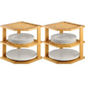B84B-2 Set Bamboo Kitchen Organizer - Corner Rack For Plates, Dishes, Bowls - Enhances Cabinet & Counter Space