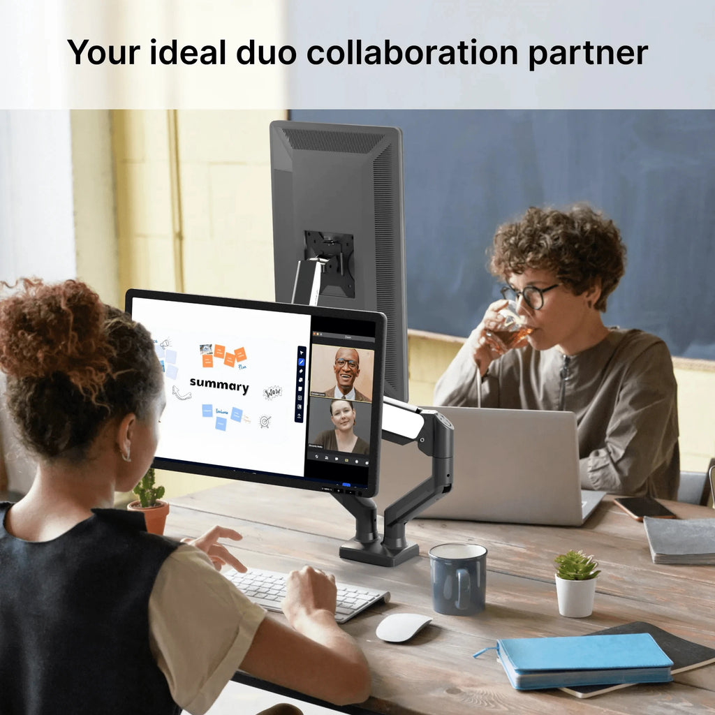 Nearhub Dual Arm Monitor Stand (13-32 Inch) | Desk Mount with C-Clamp & Grommet