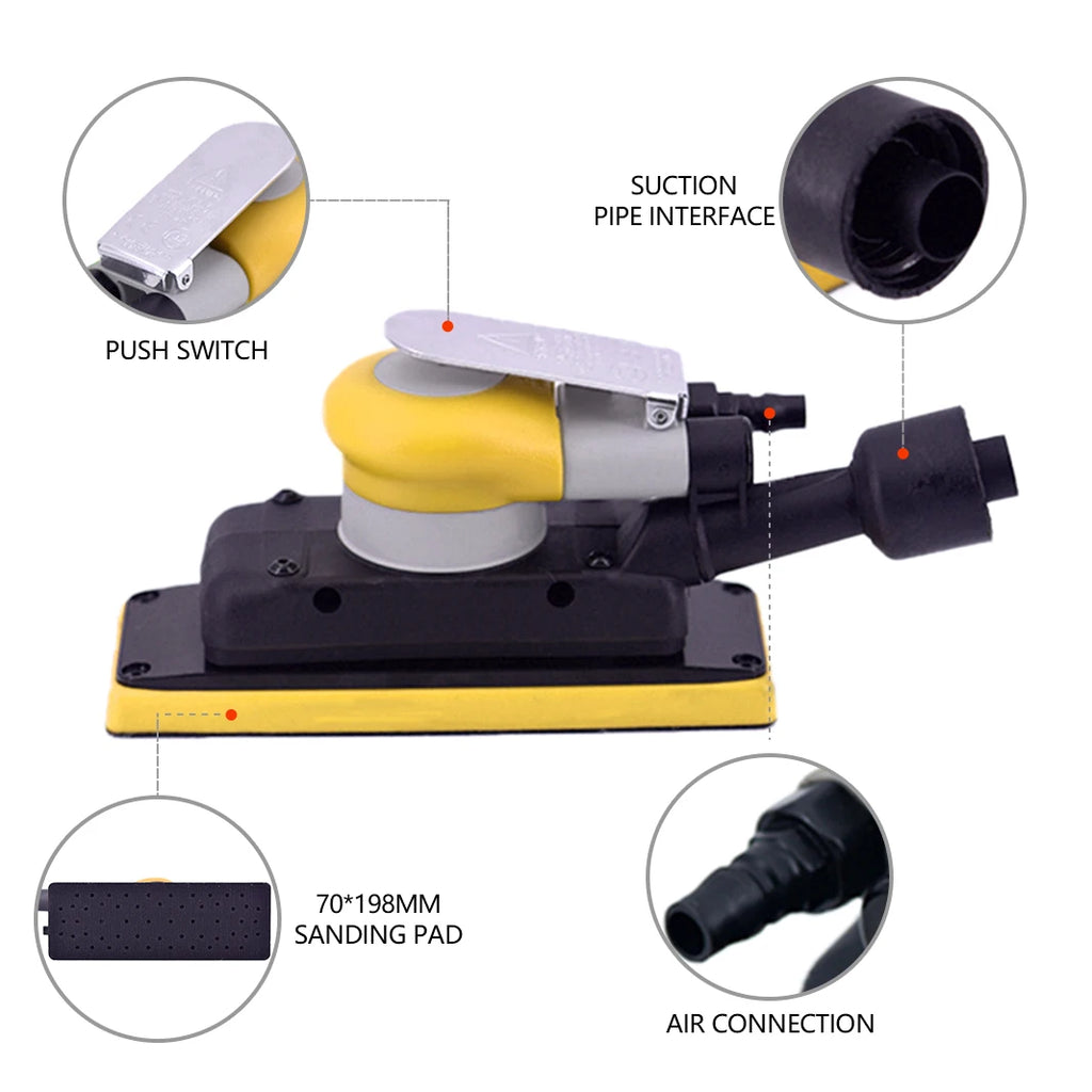 70mmx198mm pneumatic track sanding machine, square air sanding machine, car putty metal polishing machine