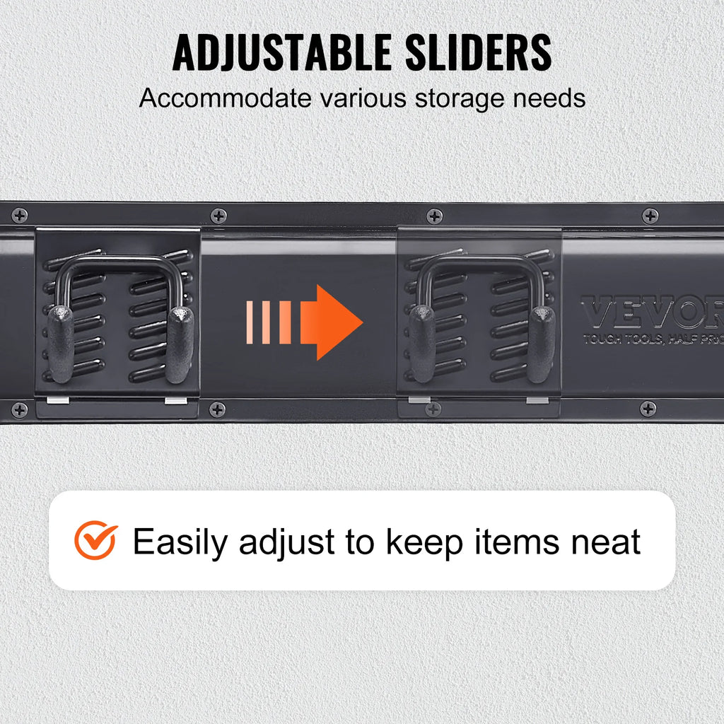 SucceBuy Garage Tool Organizer Wall Mount Yard Garden Heavy Duty Storage Rack W/ Adjustable Hook Rails for Shovels Trimmers Hose