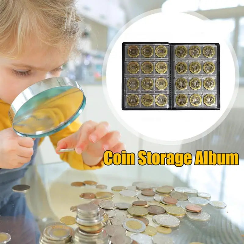 Portable Coin Collection Set 300 Panels Pvc Transparent Loose-leaf Philatelic Book Album with Zipper Protection Coin Collections
