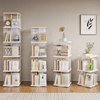 Rotating Bookshelf 360-Degree Home Floor-To-Ceiling Simple Children's Bookcase Living Room Large-Capacity Storage Rack