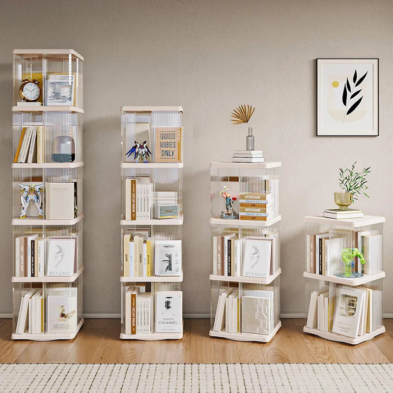 Rotating Bookshelf 360-Degree Home Floor-To-Ceiling Simple Children's Bookcase Living Room Large-Capacity Storage Rack