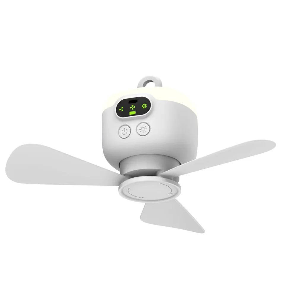 Portable Wireless Ceiling Fan Light Rechargeable Camping Fan with LED