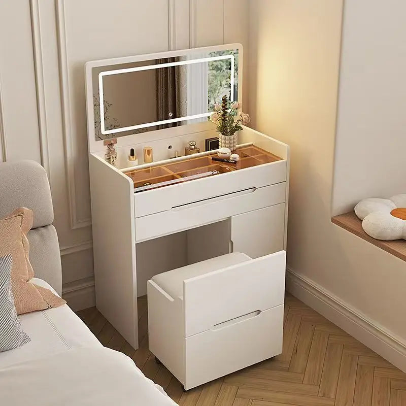 Hollywood Mirror Vanity Table Storage Minimalist Modern Light Vanity Table Makeup Drawers Coiffeuse De Chambre Maquillage Home