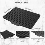Kitchen Silicone Drain Mat with Built-in Drainage Design, Easy to Clean, Suitable for Countertops, Sinks, Refrigerators