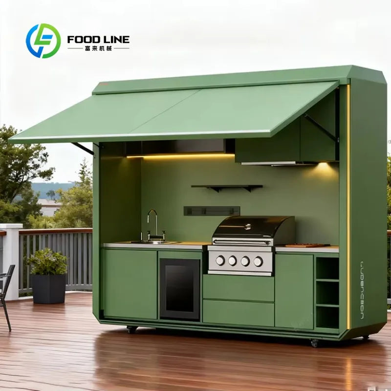 Customized High End Premium Outdoor Camping Kitchen Green Easy Install Combined Furniture Picnic Yard Party Leisure Equipment