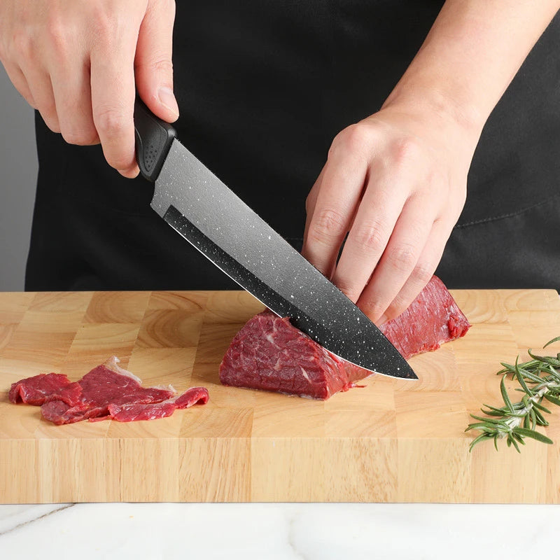 18pcs Kitchen Knives Set Stainless Steel Meat Cleaver Household Chef's Knife Steak Knife Kitchen Scissors Knife Sharpener