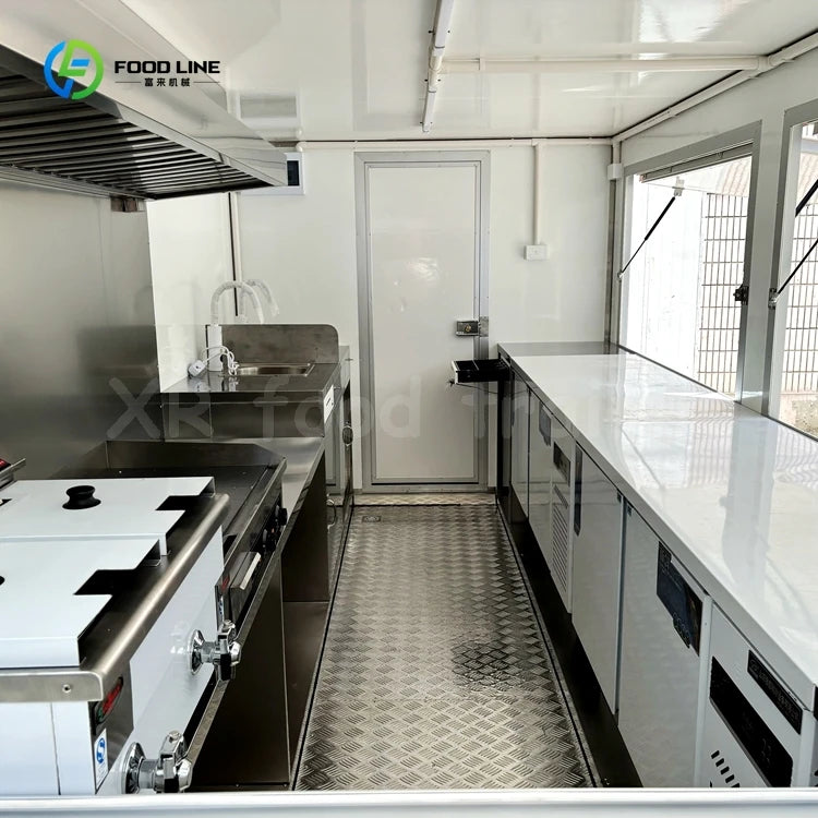 Food Carts and Food Trailer Trucks with Full Kitchens Gas Chicken Grills and Rotating Restaurant Equipment