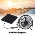 Mini Solar Panel Powered Ventilator Fan Portable 5W 4 Inch Greenhouse