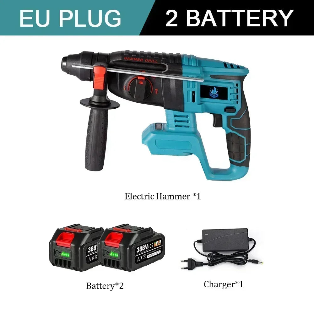 1680W 26mm Brushless Electric Hammer Cordless Efficient Rechargeable Hammer Impact Drill Power Tool For Makita 18V Battery Pin