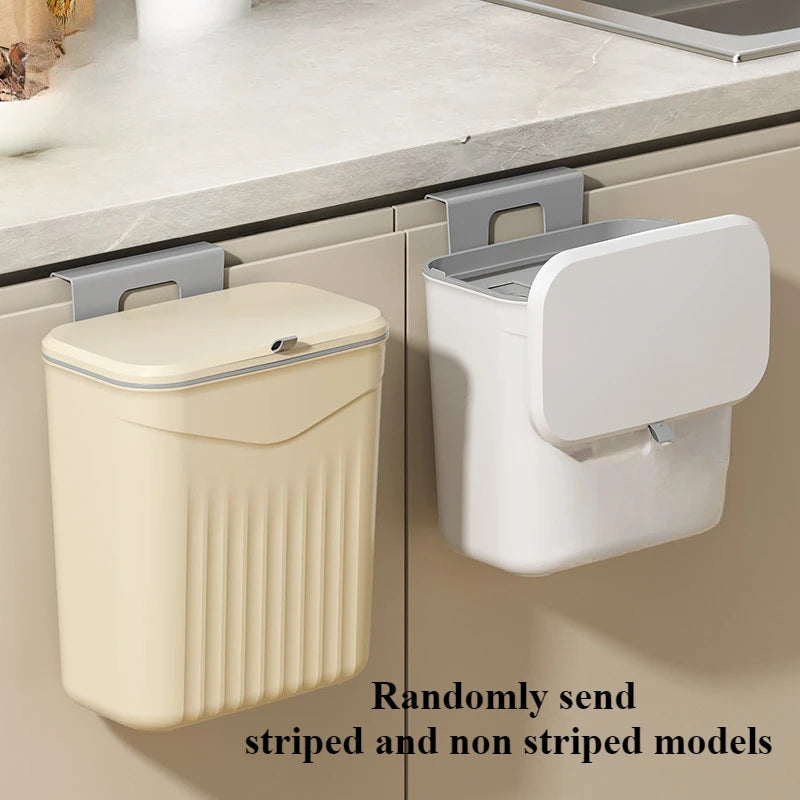 Kitchen Trash with Cover Home Cupboard Door Wall-mounted Hanging Creative Storage Toilet Bathroom Paper Basket Papelera