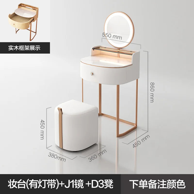 dressing table set with mirror vanity headdresses Mini dressing table Cabinet storage makeup drawers Suspended vanity headband