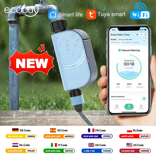 Smart Tuya WiFi Garden Watering Timers Sprinkler Valve Programmable Auto Irrigation Watering Timer Irrigation Watering System