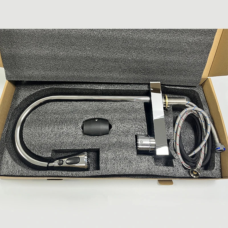 Popular Waterfall Faucet 304 Stainless Steel Hot And Cold Rainfall Kitchen Sink Water Taps Pull Out Spray Kitchen Sink Faucet