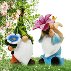 Resin Garden Gnome Sculpture with Solar Lights - Whimsical Outdoor Decor for Yard and Garden