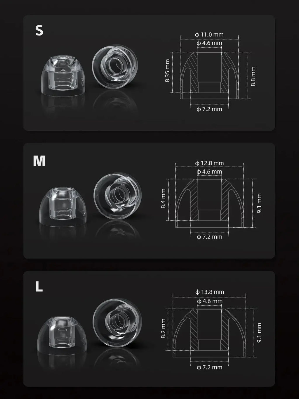FiiO HS20 Transparent Earphone Cover Liquid Silicone Ear Tips Eartips 3pairs Bass Boost Customize EarTips LFGB Authentication