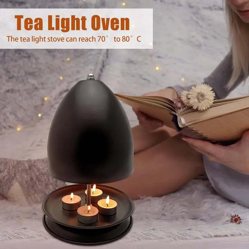 Heating Candle Stove Metal Radiator Tealight Double-Walled Tea Light Candle Heater Home Decoration for Study Office Living Room