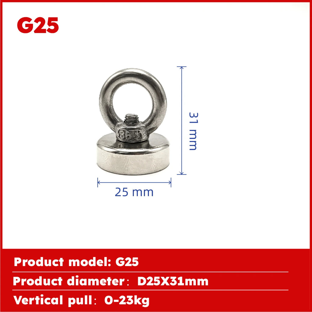 Super Strong Neodymium Fishing Magnet Hook N52 Heavy Duty Rare Earth Magnet With Countersunk Hole Eyebolt 16-90mm Salvage Magnet