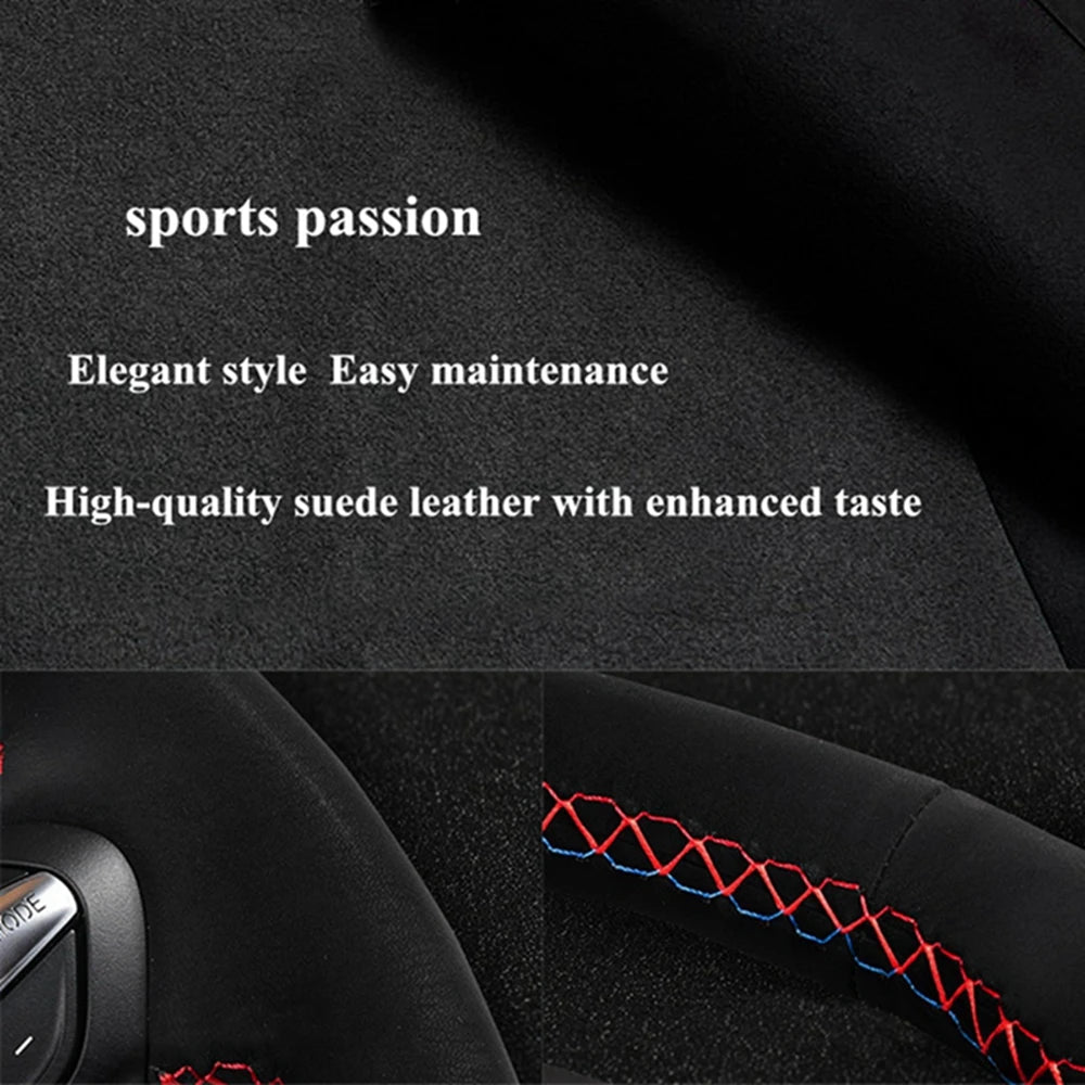 Suede Genuine Leather Car Steering Wheel Cover Braid For Audi R8 (4S) 2015-2019 TT (8S) 2014-2019 TTS 2014-2019 TT RS 2016-2019