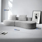98" Curved Sofa with Half Moon Design, Sofa Bed with 2 Throw Pillows & 4 Seaters for Living Room, Office & Apartment