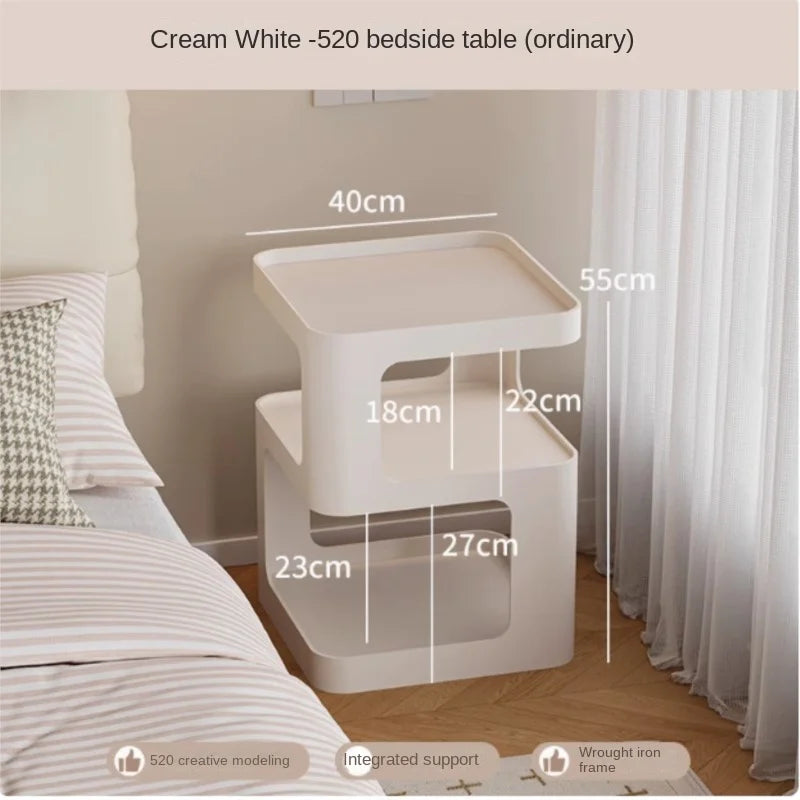 Realife New Bedroom Creative Bedside Cabinet Modern And Simple Storage Rack Iron Movable Edge Table With 360 Degree Rotation