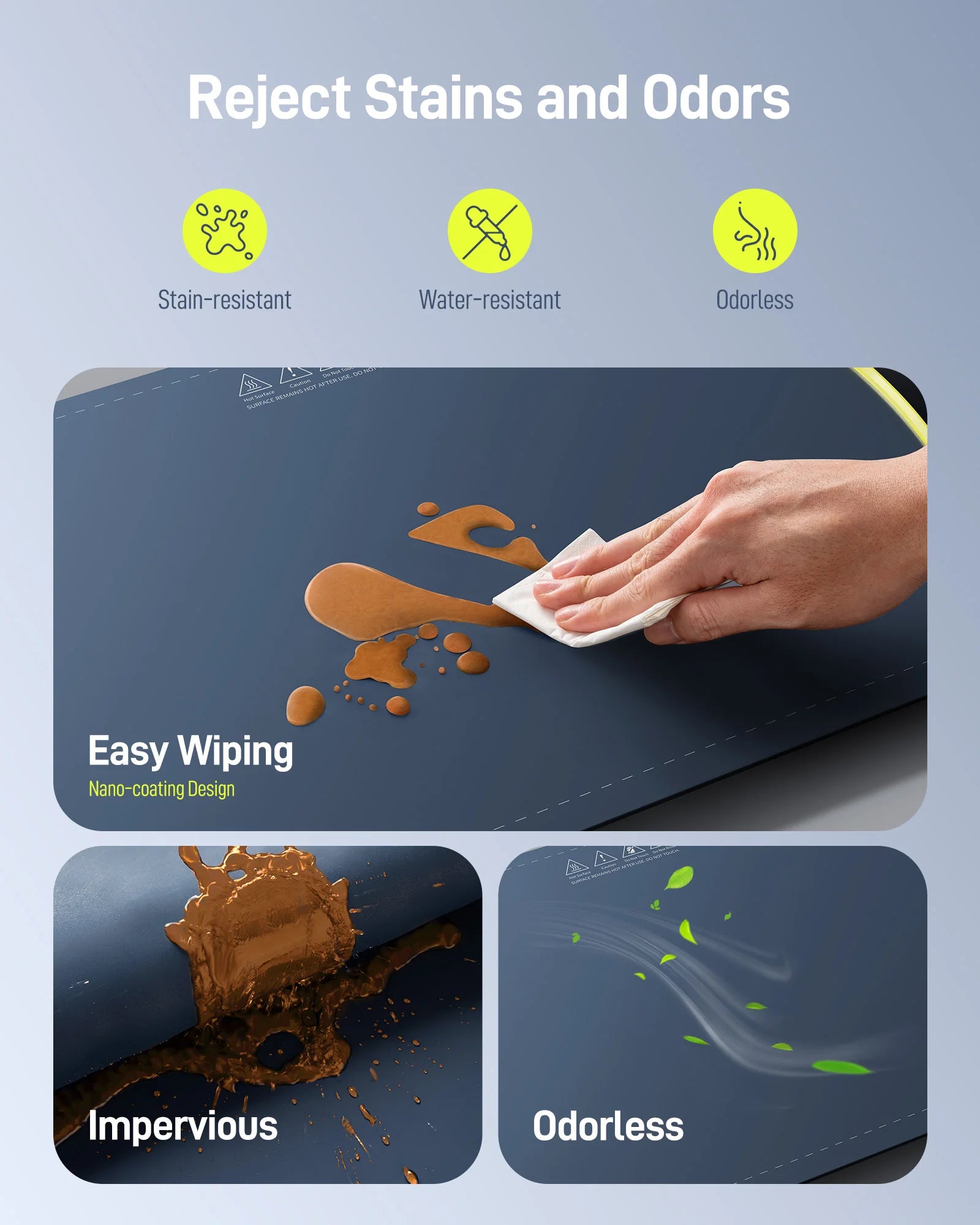 Electric Food Warming Tray Foldable Mat 8 TEMP Setting, Full-surface Heat in 5s Easy to Clean Nano-Material for Parties Family
