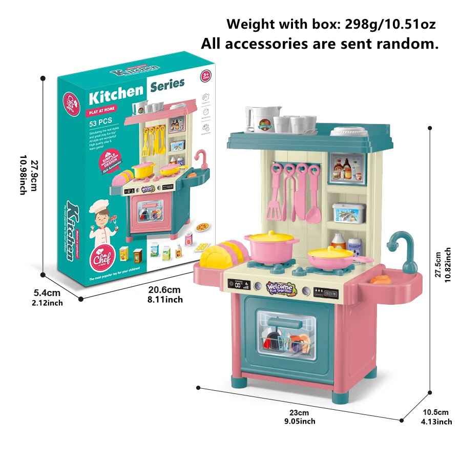 mini 53PCS Pretend Play Kitchen Toy Set: Educational Toy for Parent-Child Interaction, All accessories Randomly