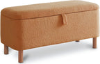 39.5" Boucle Storage Ottoman Bench for Bedroom end of Bed, Sherpa Upholstered Shoe Seat Storage Beach for Entryway, Off White