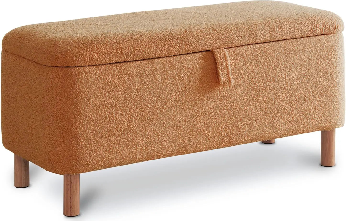 39.5" Boucle Storage Ottoman Bench for Bedroom end of Bed, Sherpa Upholstered Shoe Seat Storage Beach for Entryway, Off White