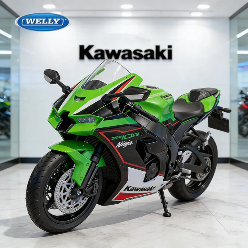 WELLY 1:12 Kawasaki Ninja ZX10R Heavy Locomoti Simulation Alloy Motorcycle Model Shock Absorbers Collection Toy Car Gift