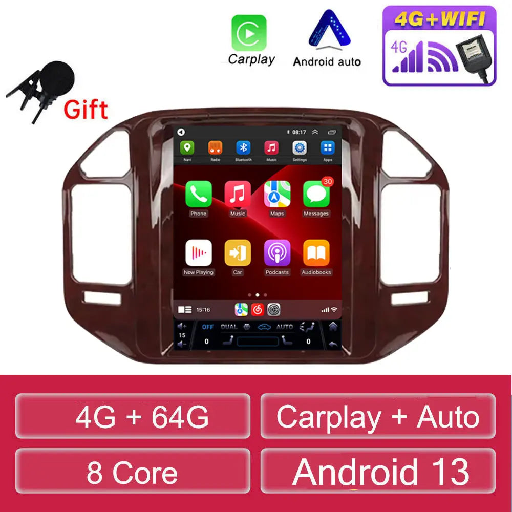 For Mitsubishi Pajero V60 V68 V73 1999-2006 Tesla style Screen Android 13 Carplay Car Radio Multimedia Player Navigation Auto