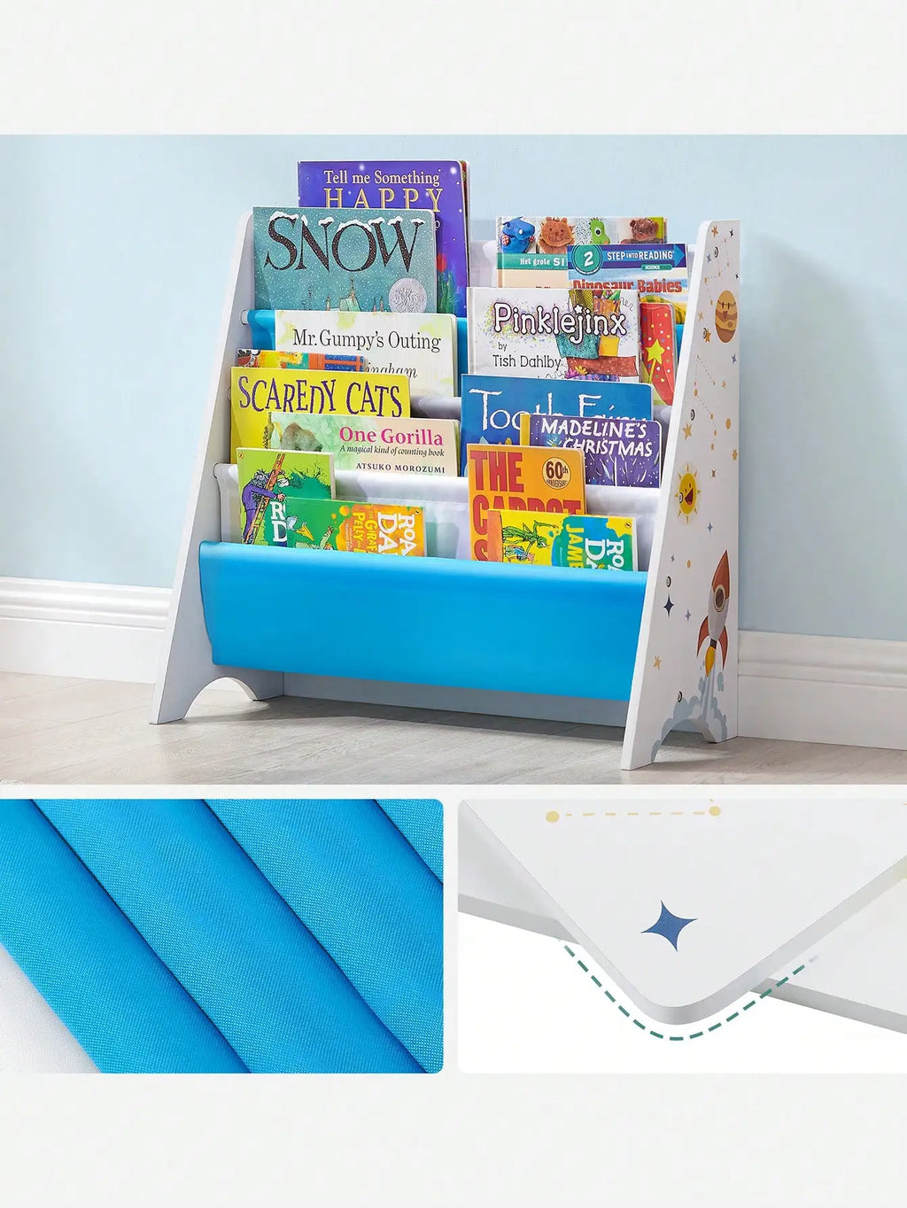 SONGMICS Children's Bookcase: Book Storage Shelf with Anti-Tip Kit, Children's Room, Playroom, Nursery, School, 62.5x28x60cm