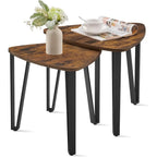 Nesting Coffee Tables, End Tables Set of 2 for Living Room Bedroom, Industrial Small Stacking Side Tables with Metal Frame for