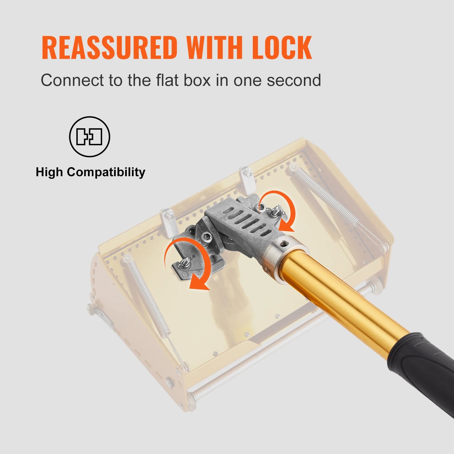 VEVOR Drywall Flat Box Handle 40''-64'' Anodized Aluminum 5-Section Length Adjustable Non-Slip Grip for Plasterboard, Wallboard