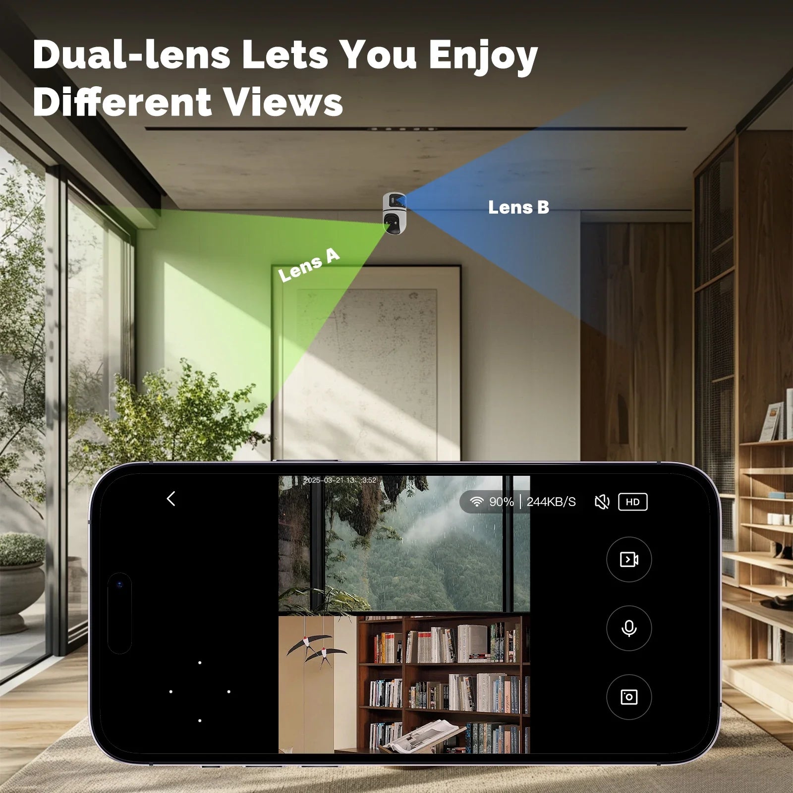 Moes Tuya WiFi Indoor Smart Camera 8MP Dual Screen Lens 2.4G/5G Infrared Night Vision Motion Detection Auto Track Two-Way Audio