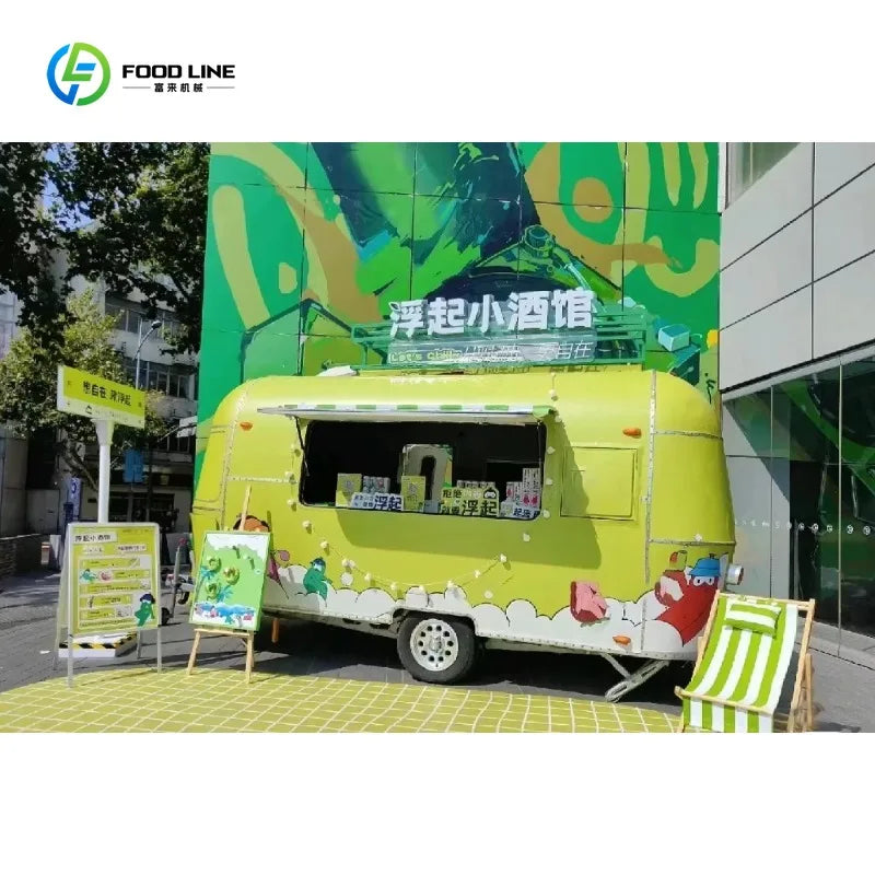 Customized Full Kitchen Equipment Mobile Trailer Camper Caravan Food Truck For Outdoor Commercial Vending Catering