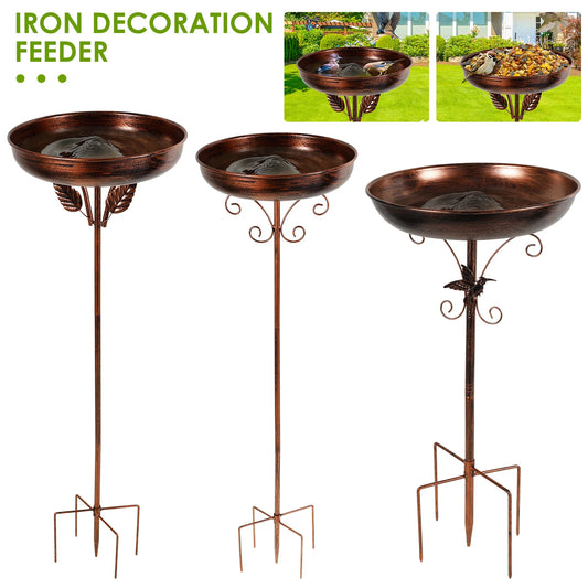 Bird Bath Feeder Bowl Metal Garden Birdbath with 5 Prong Stakes Outdoor Standing Bird Bath Bowls for Patio Outside Yard Decor