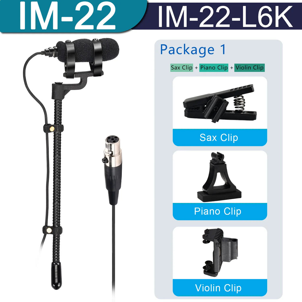 Professional 3 Pin 4 PIN XLR Saxophone Microphone 3.5mm Portable Condenser Instrument Wind Violin Sax Piano Clarinet Mic IM-22
