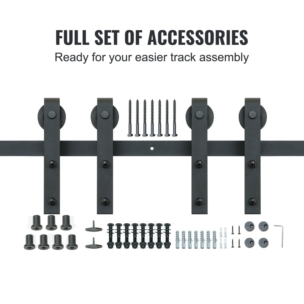 SucceBuy 8/10FT Sliding Barn Door Hardware Kit 330LBS Heavy Duty Barn Door Track Kit for Double Doors W/ Smooth & Silent Pulley