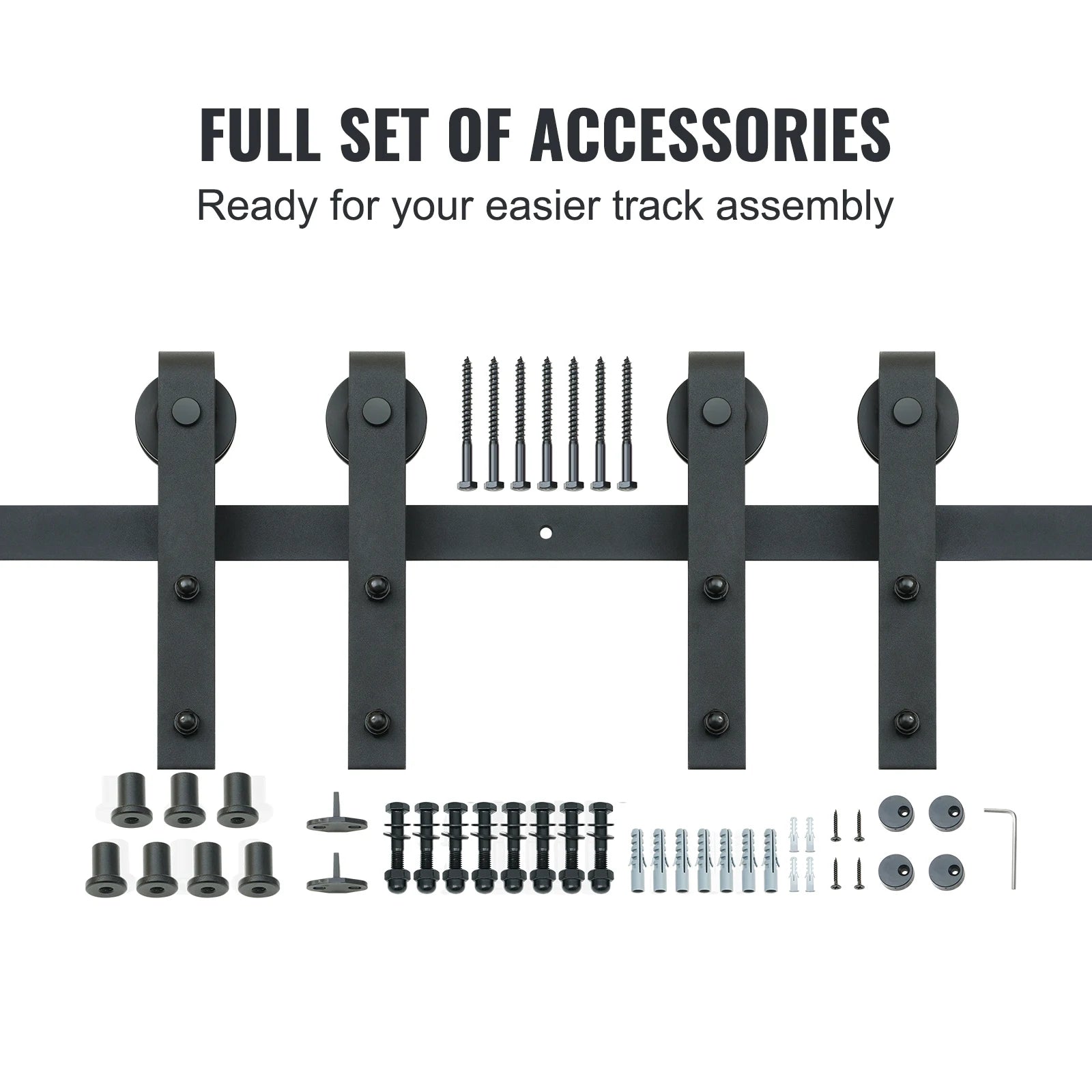 SucceBuy 8/10FT Sliding Barn Door Hardware Kit 330LBS Heavy Duty Barn Door Track Kit for Double Doors W/ Smooth & Silent Pulley