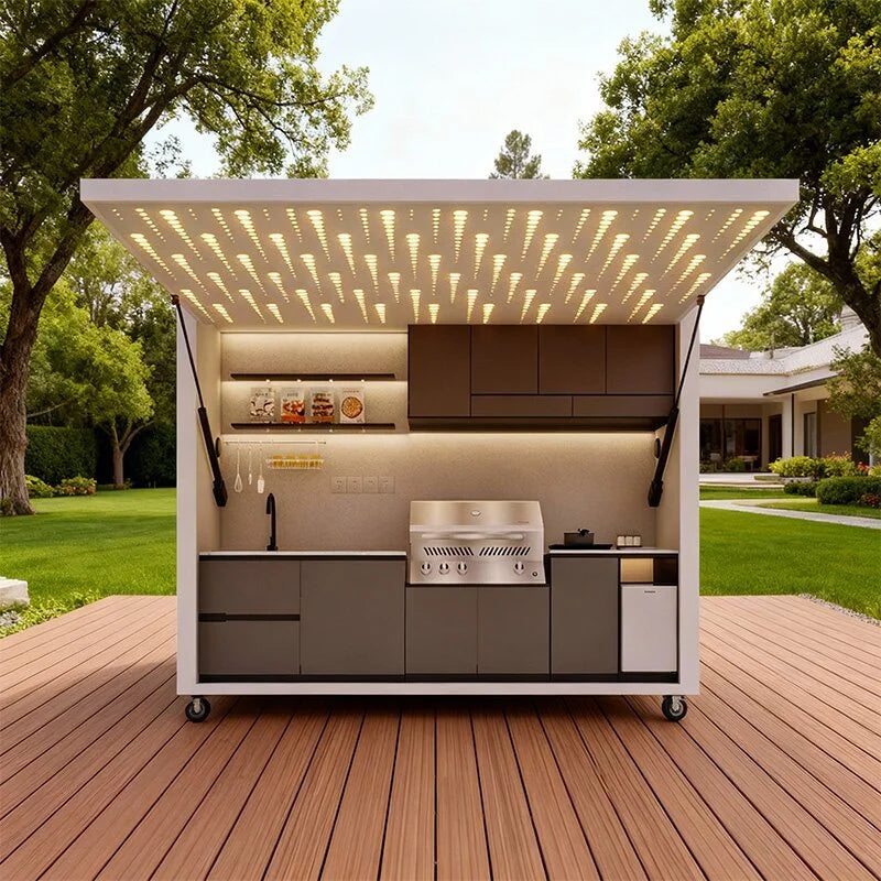 Modern Outdoor Kitchens Weatherproof Cooking Station for Bbq Patio Garden Backyard Custom