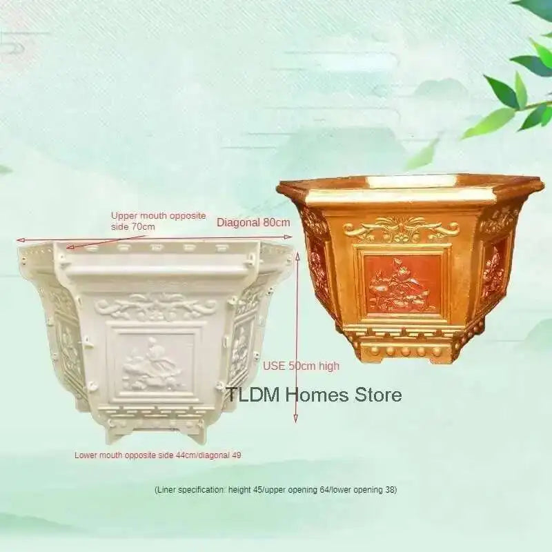 Hexagonal Cement Flowerpot Mold Home Garden Balcony Bonsai Pot Template Concrete Cast-in-place Homemade Plastic Flowerpot Mold