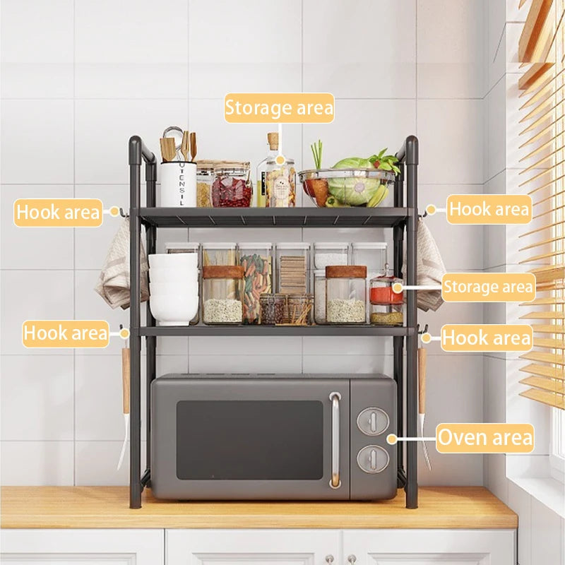 1 Set Of Multifunctional Thickened Household Kitchen Microwave Storage Rack, Microwave Seasoning Storage Rack