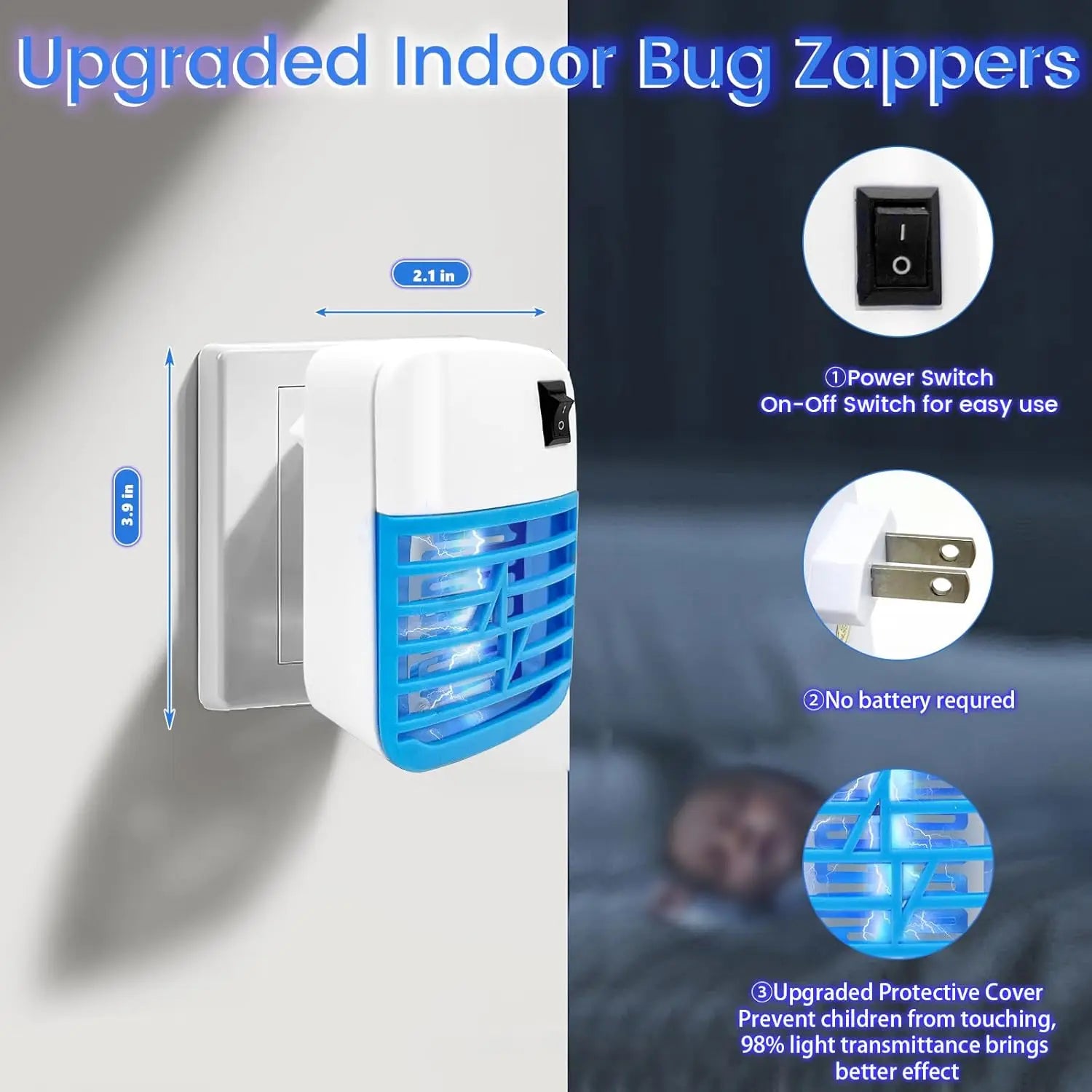 Plug-in Indoor Bug Zapper & Mosquito Killer Lamp | Eco-Friendly LED Insect Trap